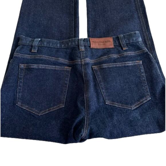 Ann Taylor Stretch Dark Wash Low Rise Straight Wide Leg Denim Jeans Size 8R - Picture 10 of 12